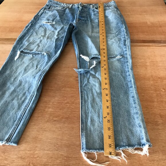 Grlfrnd The Karolina Straight Crop Jeans Women 31 Blue High Rise Distressed - Picture 6 of 15